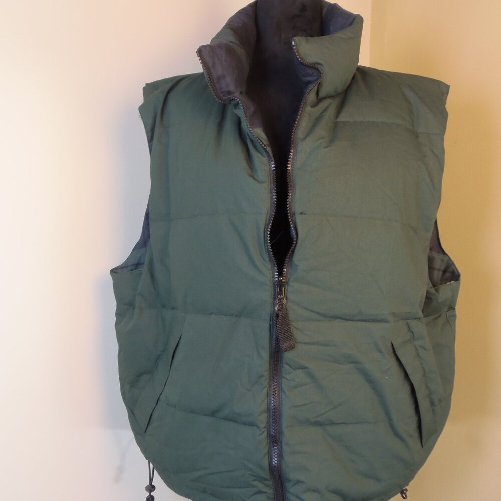 Outdoor Exchange Men's XL Down Puffer Vest Tartan Plaid American‎ Heritage